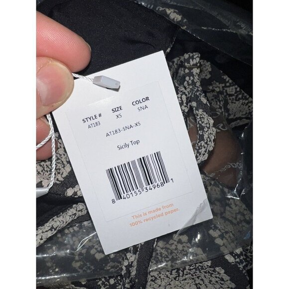 Andie Bikini Top Snake Print Black/Cream Sicily Top String Bikini NWTS 1D - Picture 12 of 13